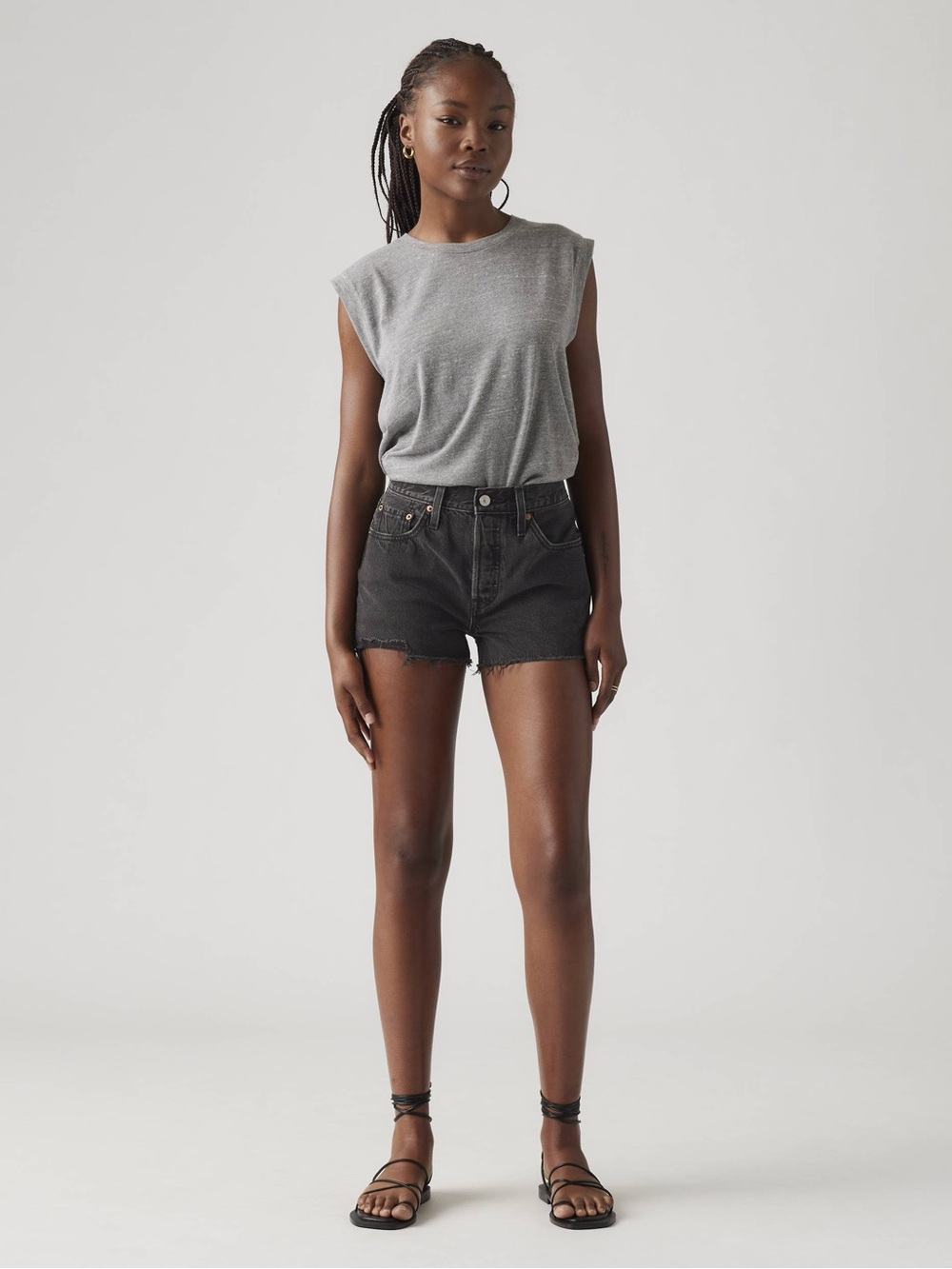 NWT Levi's Womens 501 Original High Rise Shorts Lunar Black